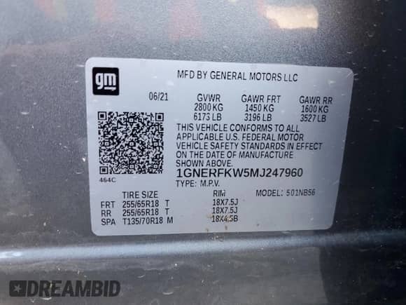 2021 Chevrolet Traverse LS with VIN 1GNERFKW5MJ247960, listed as a Copart auction lot 84956495 with 52,676 mi miles and Salvage title. Bid and sale history available at DreamBid. Image 13.