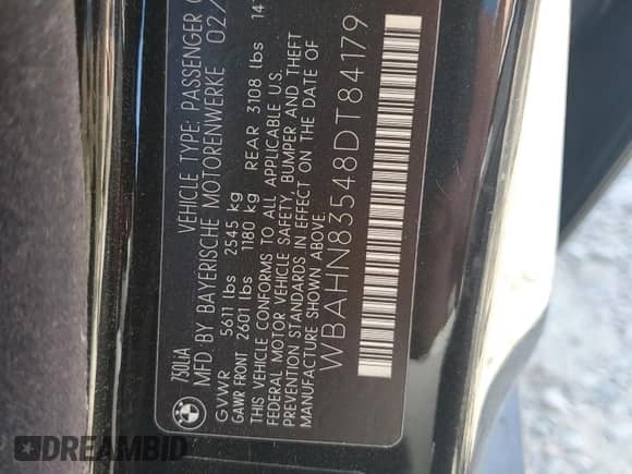 2008 BMW 7 Series 750Li with VIN WBAHN83548DT84179, listed as a Copart auction lot 81306375 with Not provided miles and Clean title. Bid and sale history available at DreamBid. Image 12.