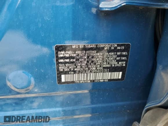 2023 Subaru Forester Wilderness с VIN JF2SKAMC9PH469761, выставлен на аукционе Copart как лот 64752955 с пробегом 56 322 миль миль и Чистый • Clean title. История ставок и продаж доступна на DreamBid. Изображение 13.