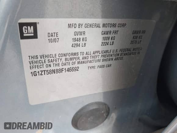 2008 Chevrolet Malibu Classic LT с VIN 1G1ZT58N88F146692, выставлен на аукционе IAAI как лот 42642134 с пробегом 111 080 миль миль и . История ставок и продаж доступна на DreamBid. Изображение 9.