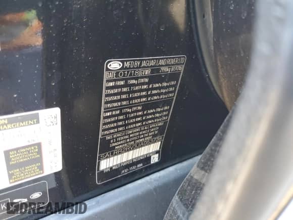 2018 Land Rover Discovery HSE с VIN SALRR2RV3JA053738, выставлен на аукционе Copart как лот 68003675 с пробегом 57 053 миль миль и Списание • Salvage title. История ставок и продаж доступна на DreamBid. Изображение 13.