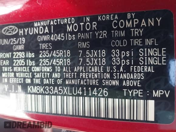 2020 Hyundai Kona Limited z VIN KM8K33A5XLU411426, wystawiony jako IAAI lot #40864297 z przebiegiem 41 991 mil mil oraz . Historia ofert i sprzedaży dostępna na DreamBid. Obrazek 9.