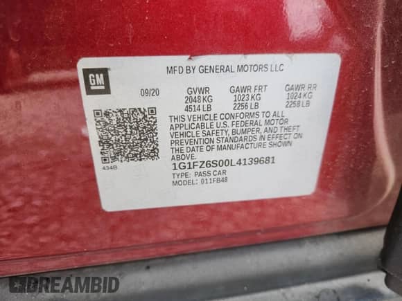 2020 Chevrolet Bolt EV Premier с VIN 1G1FZ6S00L4139681, выставлен на аукционе Copart как лот 67971495 с пробегом 41 746 миль миль и Списание • Salvage title. История ставок и продаж доступна на DreamBid. Изображение 13.