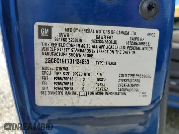 2003 Chevrolet Silverado 1500 LS с VIN 2GCEC19T731134853, выставлен на аукционе Copart как лот 82446705 с пробегом 381 017 миль миль и Списание • Salvage title. История ставок и продаж доступна на DreamBid. Изображение 12.