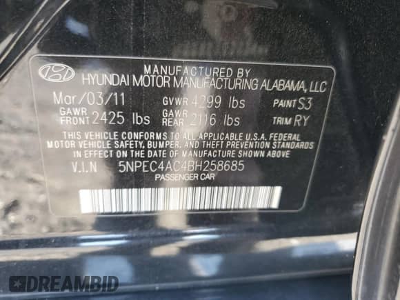 2011 Hyundai Sonata Limited z VIN 5NPEC4AC4BH258685, wystawiony jako Copart lot #80524935 z przebiegiem 161 067 mil mil oraz Szkoda całkowita • Salvage title. Historia ofert i sprzedaży dostępna na DreamBid. Obrazek 12.