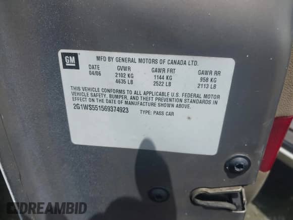 2006 Chevrolet Impala Police Police с VIN 2G1WS551569374923, выставлен на аукционе IAAI как лот 42240571 с пробегом 326 522 миль миль и . История ставок и продаж доступна на DreamBid. Изображение 9.