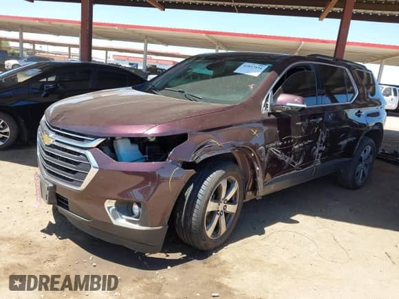 2019 Chevrolet Traverse LT with VIN 1GNERHKW0KJ193105, listed as a IAAI auction lot 42817434 with 110,523 mi miles and . Bid and sale history available at DreamBid. Image 2.