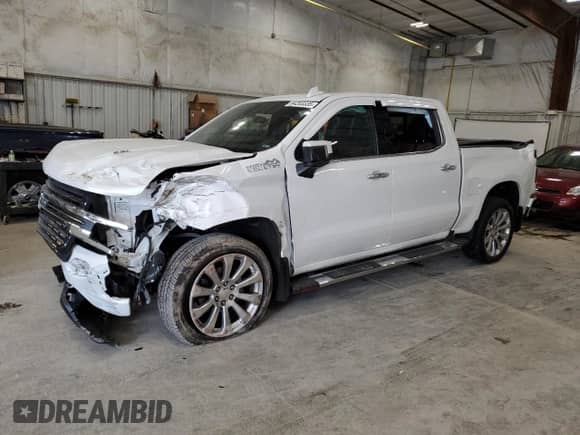 2021 Chevrolet Silverado 1500 High Country with VIN 1GCUYHEL7MZ255063, listed as a Copart auction lot 64203335 with 103,889 mi miles and Salvage title. Bid and sale history available at DreamBid. Image 1.