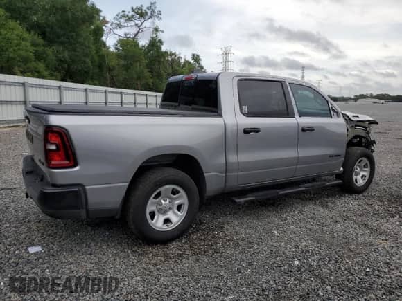 2025 Ram 1500 Tradesman with VIN 1C6RRFGG1SN578236, listed as a Copart auction lot 59775245 with 17,853 mi miles and Salvage title. Bid and sale history available at DreamBid. Image 3.
