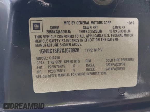 1999 Chevrolet Tahoe с VIN 1GNEC13R7XJ570926, выставлен на аукционе IAAI как лот 42851932 с пробегом 207 816 миль миль и . История ставок и продаж доступна на DreamBid. Изображение 9.