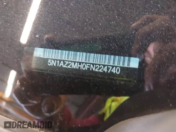 2015 Nissan Murano SL with VIN 5N1AZ2MH0FN224740, listed as a IAAI auction lot 42604655 with 151,706 mi miles and . Bid and sale history available at DreamBid. Image 9.