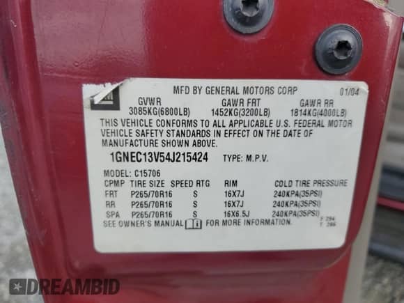 2004 Chevrolet Tahoe LS z VIN 1GNEC13V54J215424, wystawiony jako Copart lot #81526225 z przebiegiem 159 589 mil mil oraz Szkoda całkowita • Salvage title. Historia ofert i sprzedaży dostępna na DreamBid. Obrazek 13.