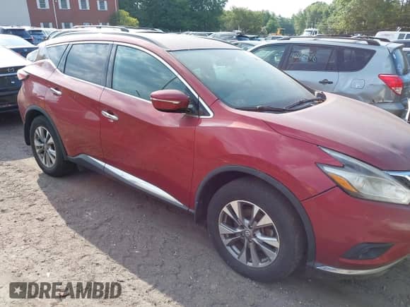 2015 Nissan Murano S with VIN 5N1AZ2MH2FN270571, listed as a IAAI auction lot 42828616 with 95,270 mi miles and . Bid and sale history available at DreamBid. Image 13.