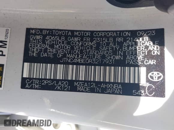 2024 Toyota Corolla XSE z VIN JTNC4MBE0R3217931, wystawiony jako IAAI lot #42579841 z przebiegiem 26 832 mil mil oraz . Historia ofert i sprzedaży dostępna na DreamBid. Obrazek 9.