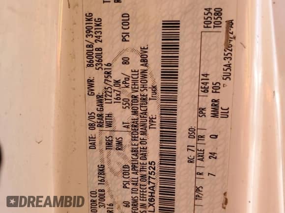 2006 Ford Econoline Cargo with VIN 1FTNE24LX6HA77525, listed as a Copart auction lot 68382115 with 218,488 mi miles and Salvage title. Bid and sale history available at DreamBid. Image 13.