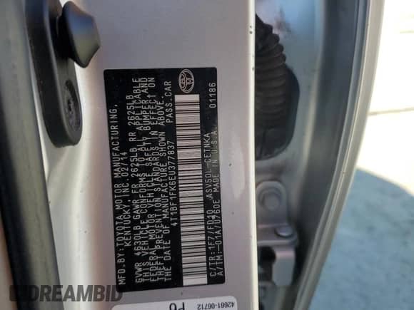 2014 Toyota Camry LE with VIN 4T1BF1FK6EU377837, listed as a Copart auction lot 82456005 with 138,511 mi miles and Salvage title. Bid and sale history available at DreamBid. Image 13.