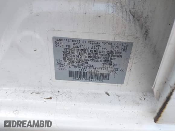 2016 Nissan Note S z VIN 3N1CE2CP4GL407936, wystawiony jako IAAI lot #42219360 z przebiegiem 229 071 mil mil oraz . Historia ofert i sprzedaży dostępna na DreamBid. Obrazek 9.