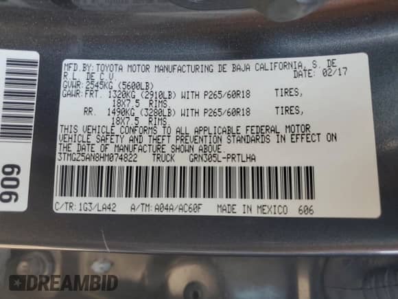 2017 Toyota Tacoma Limited with VIN 3TMGZ5AN8HM074822, listed as a Copart auction lot 71072545 with 99,181 mi miles and Salvage title. Bid and sale history available at DreamBid. Image 12.