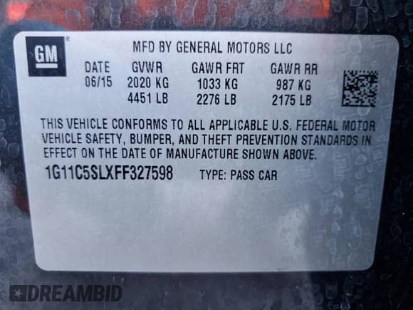 2015 Chevrolet Malibu LT с VIN 1G11C5SLXFF327598, выставлен на аукционе Copart как лот 82203075 с пробегом 94 588 миль миль и Списание • Salvage title. История ставок и продаж доступна на DreamBid. Изображение 13.