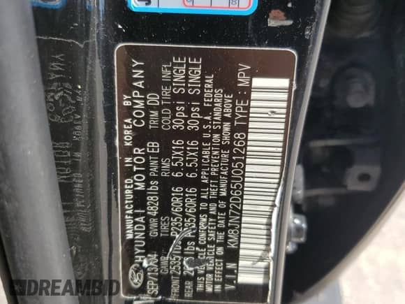 2005 Hyundai Tucson GLS с VIN KM8JN72D65U051268, выставлен на аукционе Copart как лот 67587135 с пробегом 217 960 миль миль и Списание • Salvage title. История ставок и продаж доступна на DreamBid. Изображение 14.