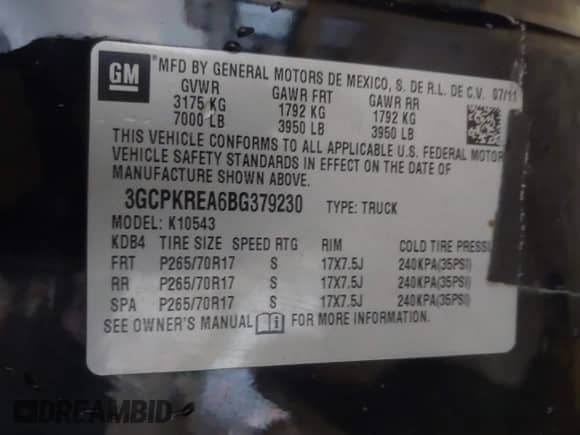 2011 Chevrolet Silverado 1500 LS z VIN 3GCPKREA6BG379230, wystawiony jako IAAI lot #41383308 z przebiegiem 322 050 mil mil oraz . Historia ofert i sprzedaży dostępna na DreamBid. Obrazek 9.