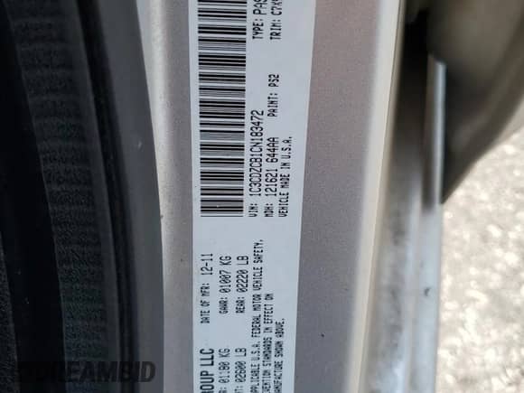 2012 Dodge Avenger SXT с VIN 1C3CDZCB1CN183472, выставлен на аукционе Copart как лот 66487775 с пробегом 168 717 миль миль и Списание • Salvage title. История ставок и продаж доступна на DreamBid. Изображение 12.