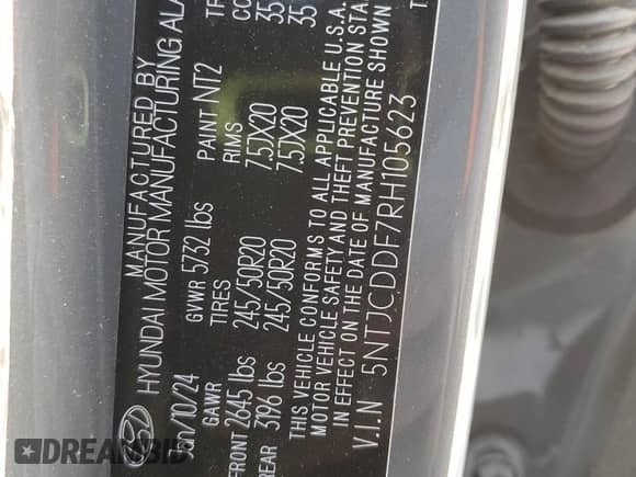 2024 Hyundai Santa Cruz Night Edition с VIN 5NTJCDDF7RH105623, выставлен на аукционе Copart как лот 75869034 с пробегом 2 397 миль миль и Списание • Salvage title. История ставок и продаж доступна на DreamBid. Изображение 14.