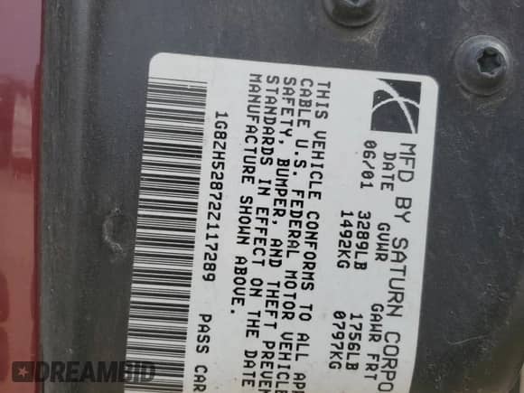2002 Saturn SL with VIN 1G8ZH52872Z117289, listed as a Copart auction lot 50993815 with Not provided miles and Salvage title. Bid and sale history available at DreamBid. Image 14.