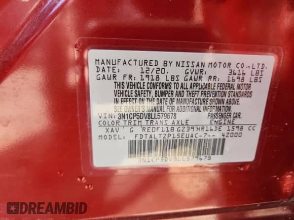 2020 Nissan Kicks SR с VIN 3N1CP5DV8LL579678, выставлен на аукционе Copart как лот 83838955 с пробегом 88 243 миль миль и Списание • Salvage title. История ставок и продаж доступна на DreamBid. Изображение 13.