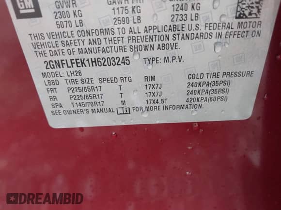 2017 Chevrolet Equinox LT with VIN 2GNFLFEK1H6203245, listed as a IAAI auction lot 43224256 with 32,329 mi miles and . Bid and sale history available at DreamBid. Image 9.