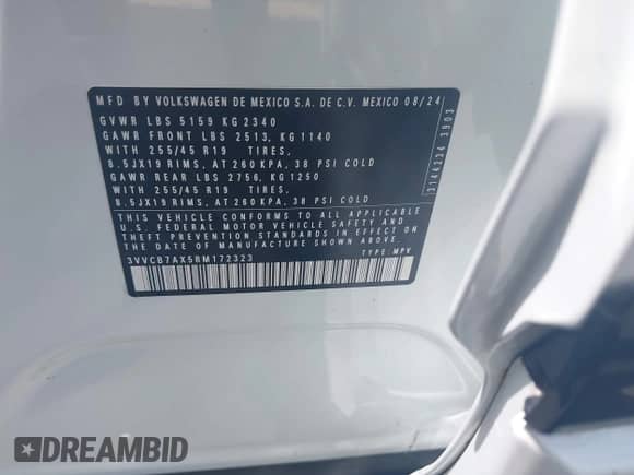 2024 Volkswagen Tiguan SE R-Line Black с VIN 3VVCB7AX5RM172323, выставлен на аукционе IAAI как лот 42501946 с пробегом 4 497 миль миль и . История ставок и продаж доступна на DreamBid. Изображение 9.