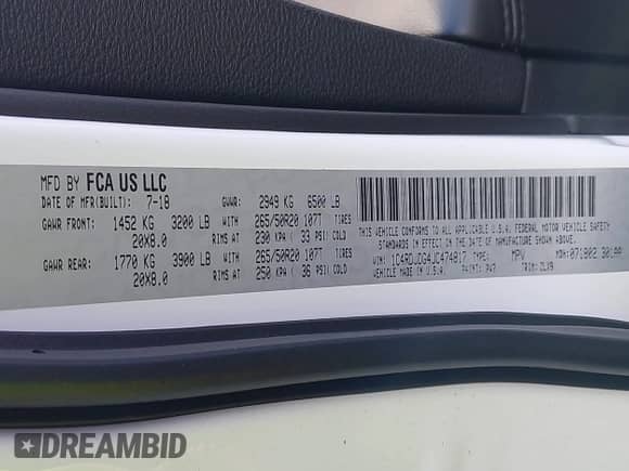 2018 Dodge Durango GT с VIN 1C4RDJDG4JC474817, выставлен на аукционе IAAI как лот 43528483 с пробегом Не указан миль и . История ставок и продаж доступна на DreamBid. Изображение 9.