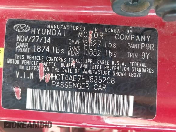 2015 Hyundai Accent GLS с VIN KMHCT4AE7FU835208, выставлен на аукционе IAAI как лот 43095152 с пробегом 161 518 миль миль и . История ставок и продаж доступна на DreamBid. Изображение 9.