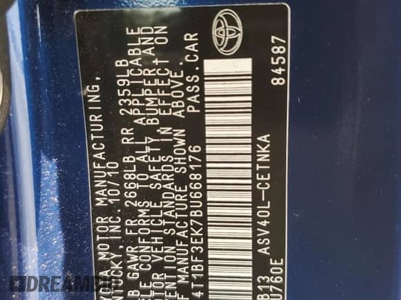 2011 Toyota Camry LE с VIN 4T1BF3EK7BU668176, выставлен на аукционе Copart как лот 80819225 с пробегом 165 213 миль миль и Списание • Salvage title. История ставок и продаж доступна на DreamBid. Изображение 12.