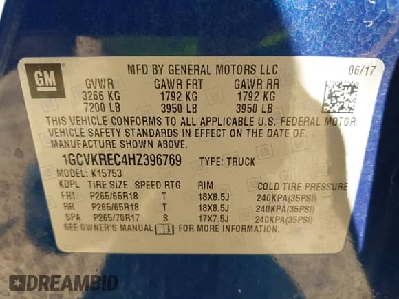 2017 Chevrolet Silverado 1500 LT z VIN 1GCVKREC4HZ396769, wystawiony jako IAAI lot #43465061 z przebiegiem 126 379 mil mil oraz . Historia ofert i sprzedaży dostępna na DreamBid. Obrazek 9.