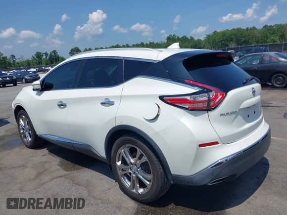 2017 Nissan Murano Platinum with VIN 5N1AZ2MH8HN119348, listed as a IAAI auction lot 42449478 with 108,132 mi miles and . Bid and sale history available at DreamBid. Image 3.