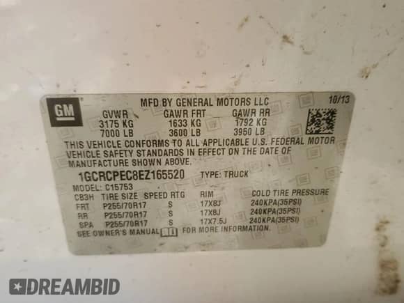 2014 Chevrolet Silverado 1500 Work Truck z VIN 1GCRCPEC8EZ165520, wystawiony jako Copart lot #80759424 z przebiegiem Nie podano mil oraz Szkoda całkowita • Salvage title. Historia ofert i sprzedaży dostępna na DreamBid. Obrazek 12.