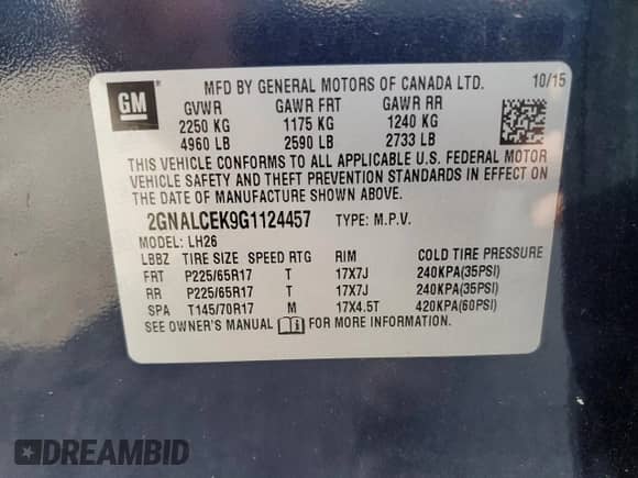 2016 Chevrolet Equinox LT with VIN 2GNALCEK9G1124457, listed as a Copart auction lot 80673405 with 181,406 mi miles and Salvage title. Bid and sale history available at DreamBid. Image 13.