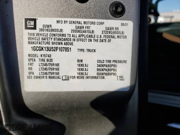 2002 Chevrolet Silverado 1500HD LS с VIN 1GCGK13U52F107851, выставлен на аукционе Copart как лот 51080025 с пробегом 131 559 миль миль и Списание • Salvage title. История ставок и продаж доступна на DreamBid. Изображение 12.