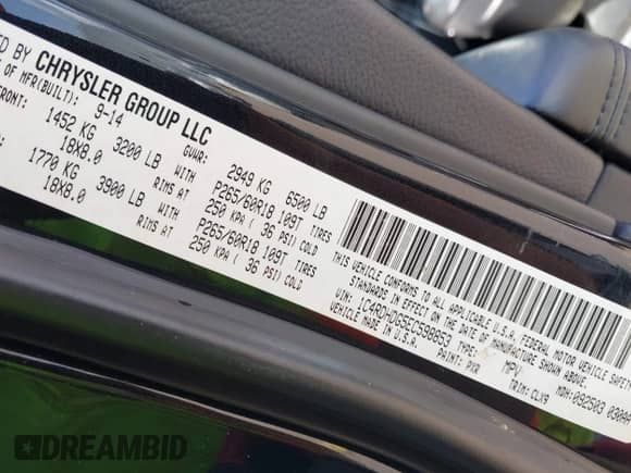 2014 Dodge Durango Limited with VIN 1C4RDHDG5EC598853, listed as a IAAI auction lot 42688717 with 118,053 mi miles and . Bid and sale history available at DreamBid. Image 9.