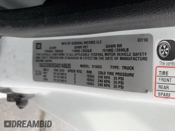 2010 Chevrolet Colorado Work Truck with VIN 1GCESBD93A8148635, listed as a Copart auction lot 64923175 with 131,097 mi miles and Salvage title. Bid and sale history available at DreamBid. Image 12.