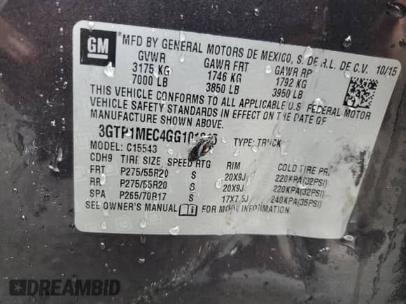 2016 GMC Sierra 1500 SLE с VIN 3GTP1MEC4GG101215, выставлен на аукционе Copart как лот 52616665 с пробегом 151 001 миль миль и На запчасти • Non repairable. История ставок и продаж доступна на DreamBid. Изображение 12.