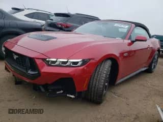 2024 Ford Mustang GT Premium с VIN 1FAGP8FF8R5108165, выставлен на аукционе Copart как лот 43248194 с пробегом 33 миль миль и Списание • Salvage title. История ставок и продаж доступна на DreamBid. Изображение 1.
