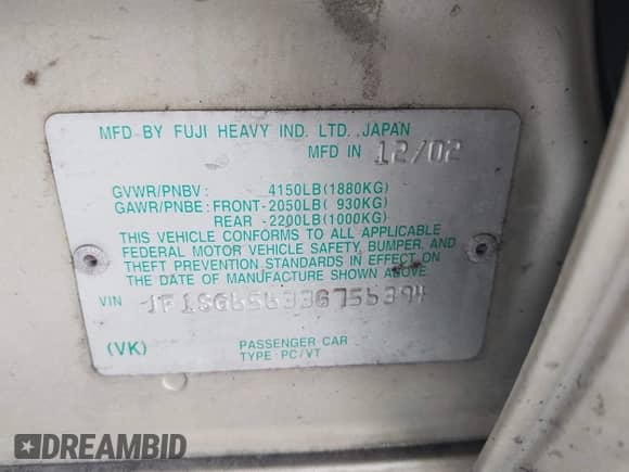 2003 Subaru Forester XS with VIN JF1SG65633G756394, listed as a IAAI auction lot 42779129 with 189,329 mi miles and . Bid and sale history available at DreamBid. Image 9.