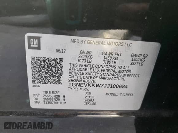 2018 Chevrolet Traverse High Country с VIN 1GNEVKKW7JJ100684, выставлен на аукционе Copart как лот 60876285 с пробегом 172 149 миль миль и Списание • Salvage title. История ставок и продаж доступна на DreamBid. Изображение 13.