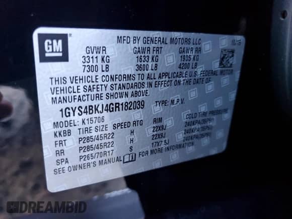 2016 Cadillac Escalade Luxury Collection with VIN 1GYS4BKJ4GR182039, listed as a Copart auction lot 68629545 with 160,339 mi miles and Clean title. Bid and sale history available at DreamBid. Image 13.