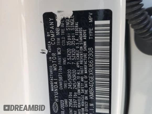2024 Hyundai Palisade SEL с VIN KM8R4DGEXRU667308, выставлен на аукционе Copart как лот 64749855 с пробегом 40 020 миль миль и Списание • Salvage title. История ставок и продаж доступна на DreamBid. Изображение 13.