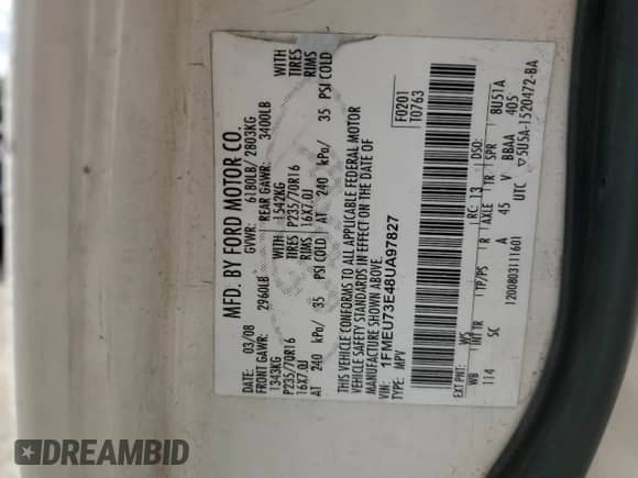 2008 Ford Explorer XLT с VIN 1FMEU73E48UA97827, выставлен на аукционе Copart как лот 80586345 с пробегом 149 026 миль миль и Чистый • Clean title. История ставок и продаж доступна на DreamBid. Изображение 13.