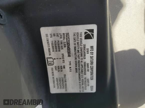 2004 Saturn VUE z VIN 5GZCZ33D54S836849, wystawiony jako Copart lot #78828944 z przebiegiem 227 878 mil mil oraz Szkoda całkowita • Salvage title. Historia ofert i sprzedaży dostępna na DreamBid. Obrazek 15.