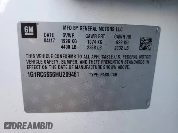 2017 Chevrolet Volt LT с VIN 1G1RC6S56HU209461, выставлен на аукционе Copart как лот 38639773 с пробегом 59 503 миль миль и . История ставок и продаж доступна на DreamBid. Изображение 12.